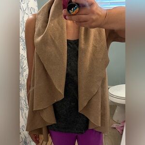 Cottagecore Hipster Row Camel Wool Blend Waterfall Vest – One Size
